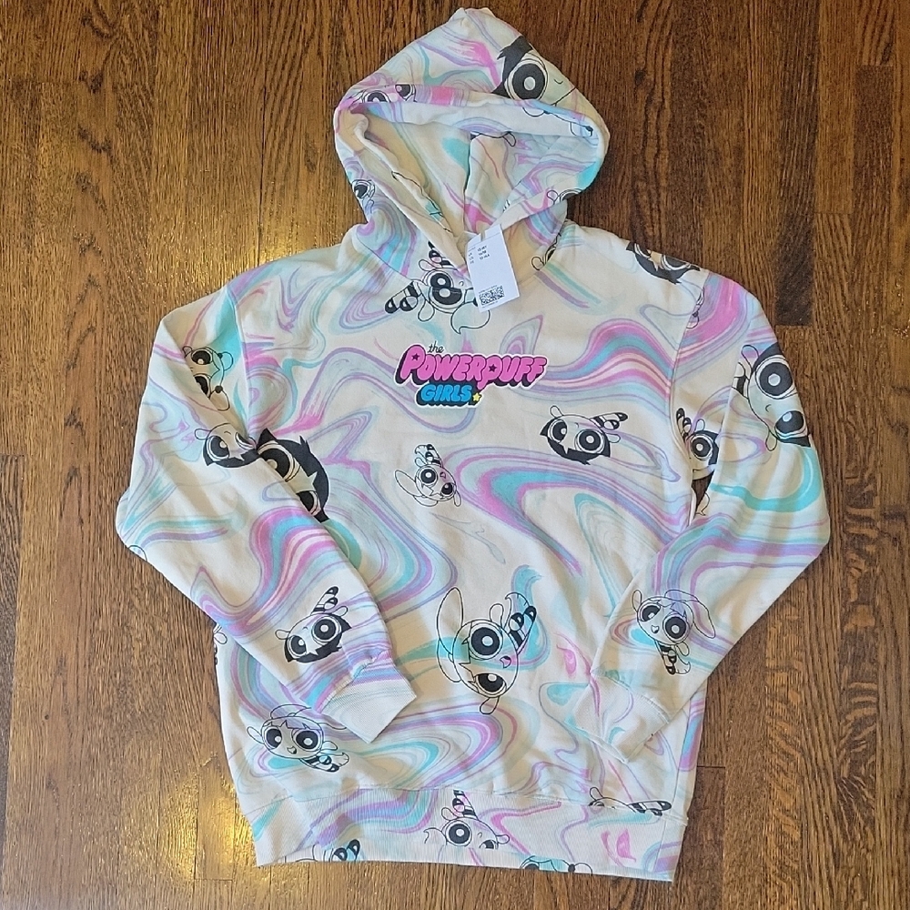 H&M Pink and Cream Hoodie Sweatshirt Playful Design